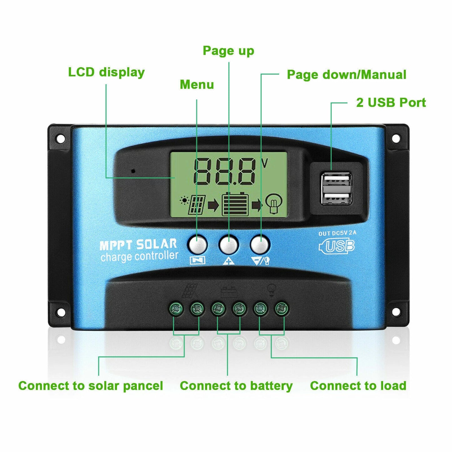 100A MPPT Solar Panel Regulator Charge Controller 12V/24V Auto Focus Tracking