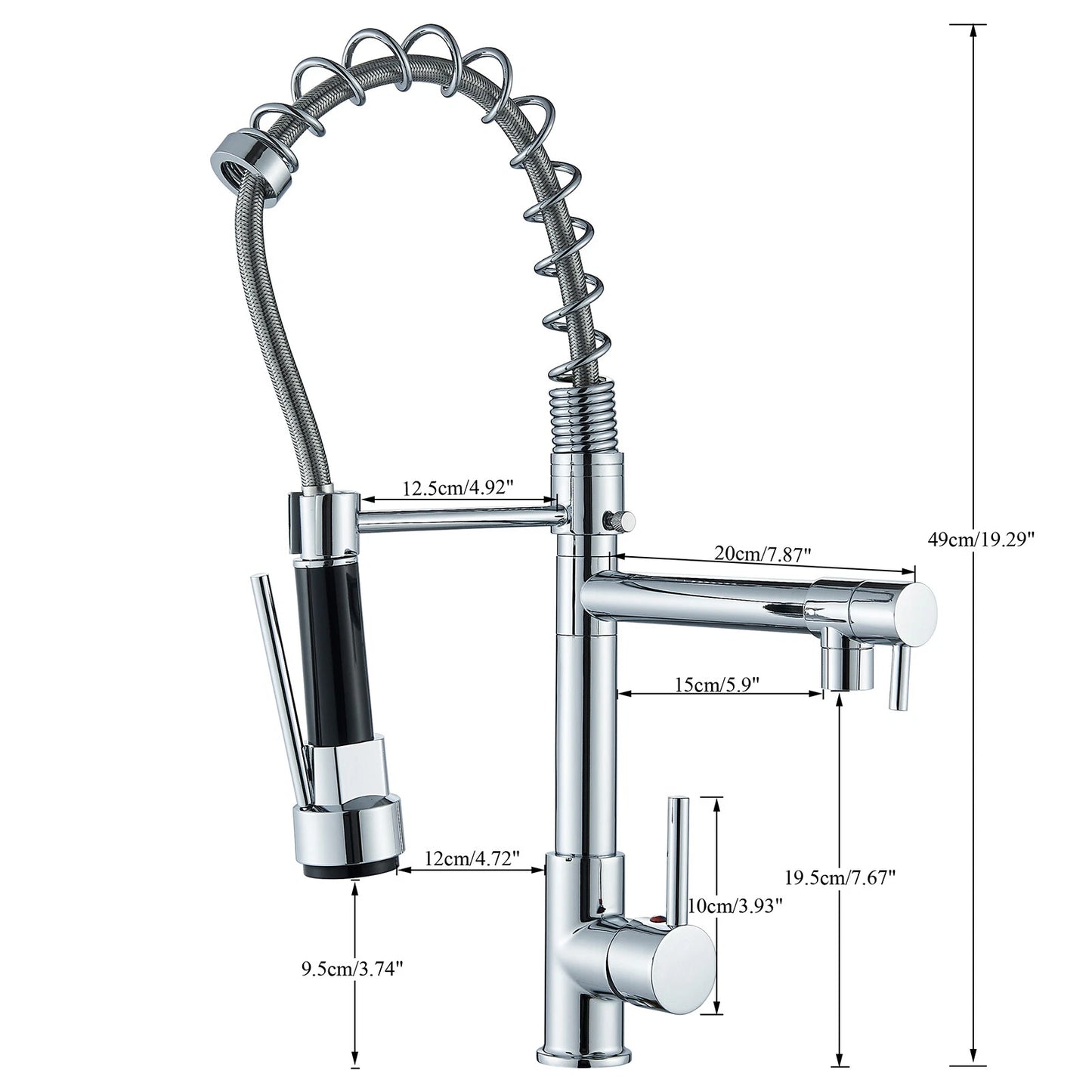 Kitchen Mixer Taps 360° Swivel Pull Out Spout Spray Sink Faucet Brass