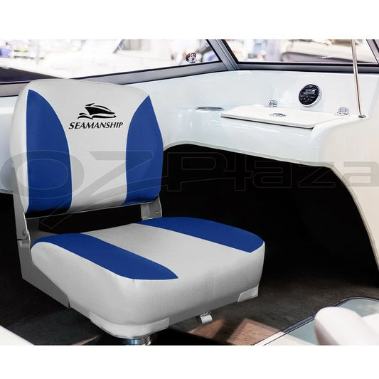 2X Folding Boat Seats Seat Marine Seating Set All Weather Swivels B&G