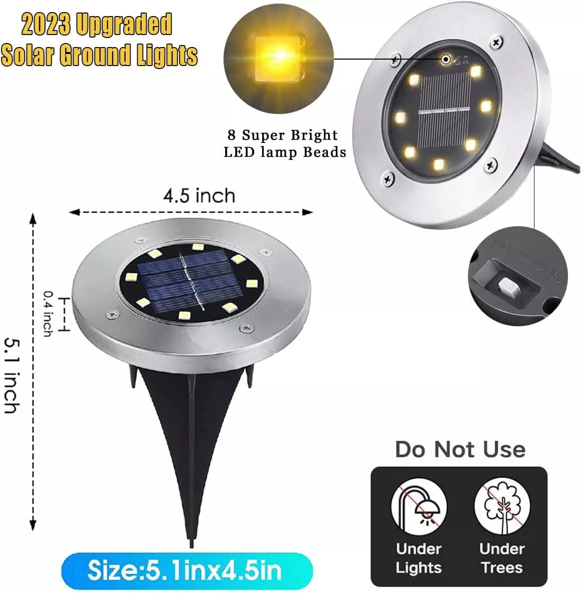 4pcs Inground Solar Garden Light 8 LED Buried Recessed Outdoor Deck Path AU