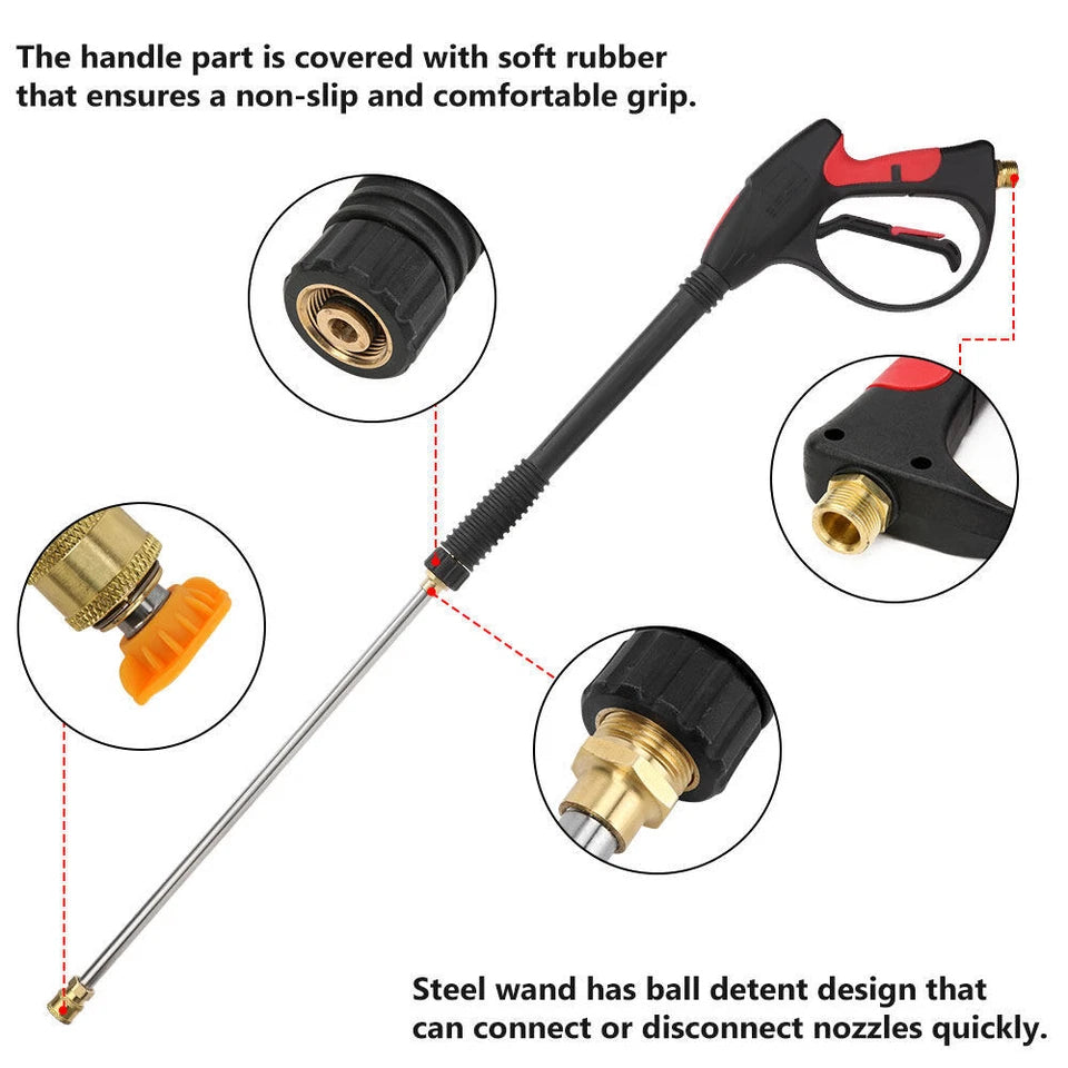 4000PSI 5 Nozzles High Pressure Washer Spray Gun Extension Wand Lance Cleaner