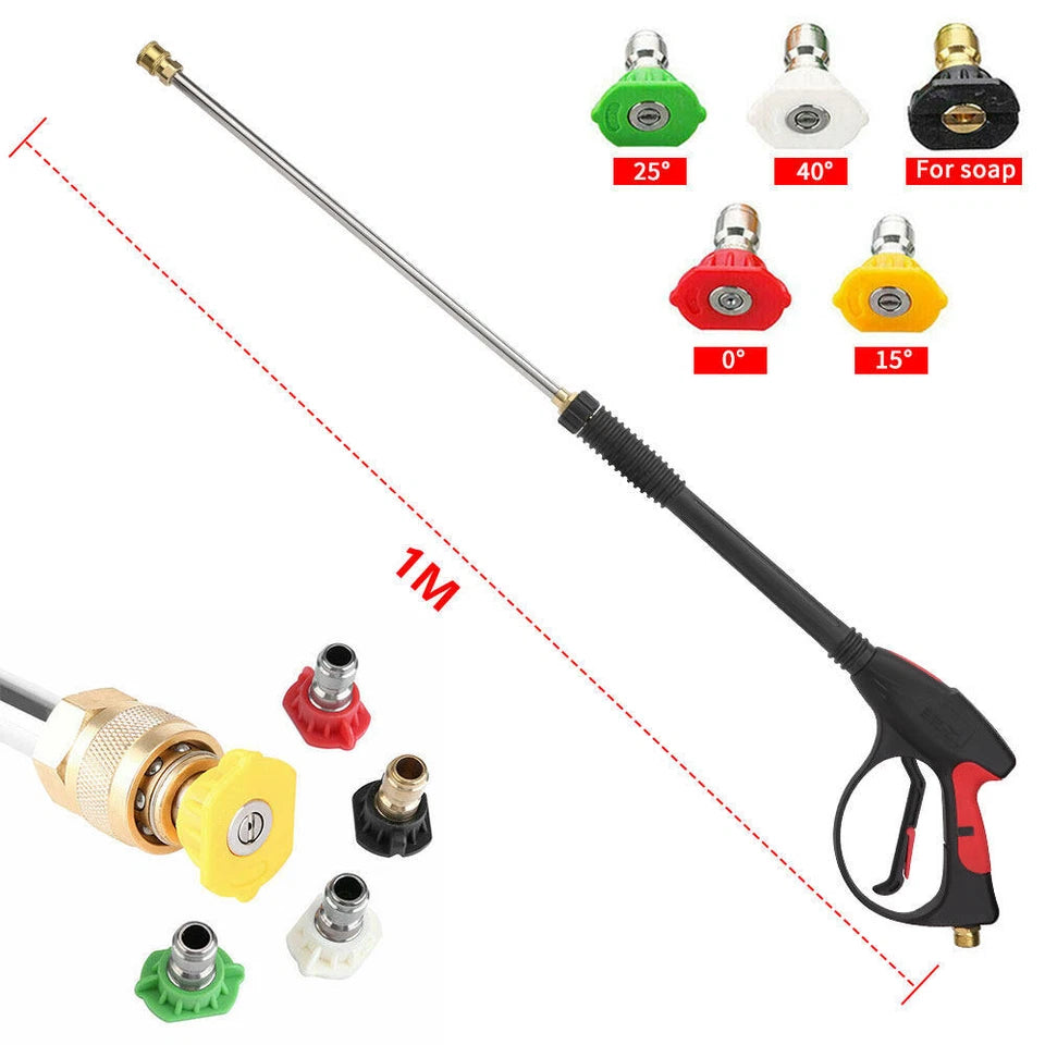 4000PSI 5 Nozzles High Pressure Washer Spray Gun Extension Wand Lance Cleaner