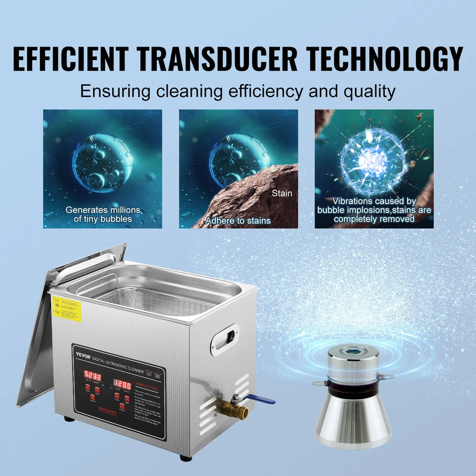 10L Ultrasonic Cleaner with Timer Heating Machine Digital Sonic Cleaner