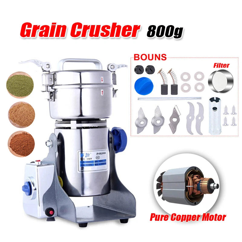 800G Electric Dry Food Grinder Machine Grains Spices Hebals Mill Cereal Grinding