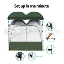 Double Camping Shower Toilet Tent Outdoor Portable Change Room Green