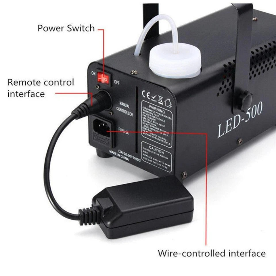 Smoke Machine RGB LED Party Club Disco DJ Effect Wireless Control-500W Fogger