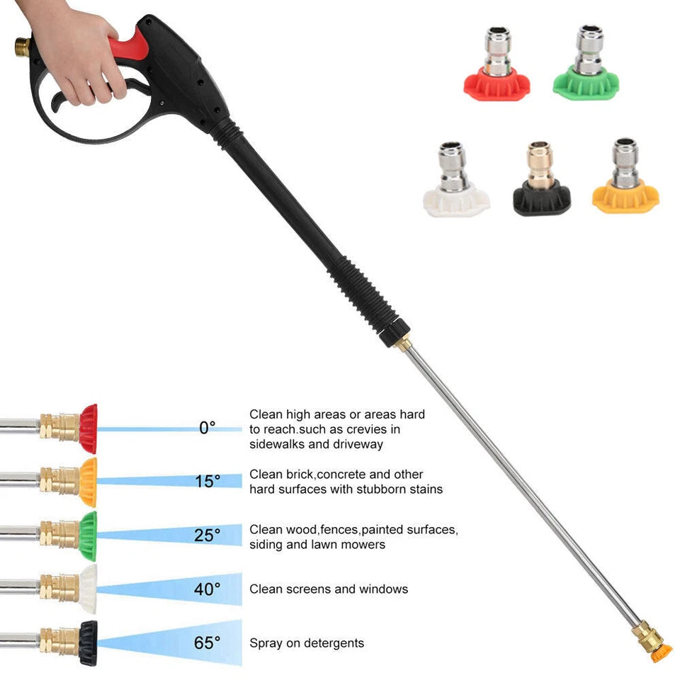 4000PSI 5 Nozzles High Pressure Washer Spray Gun Extension Wand Lance Cleaner