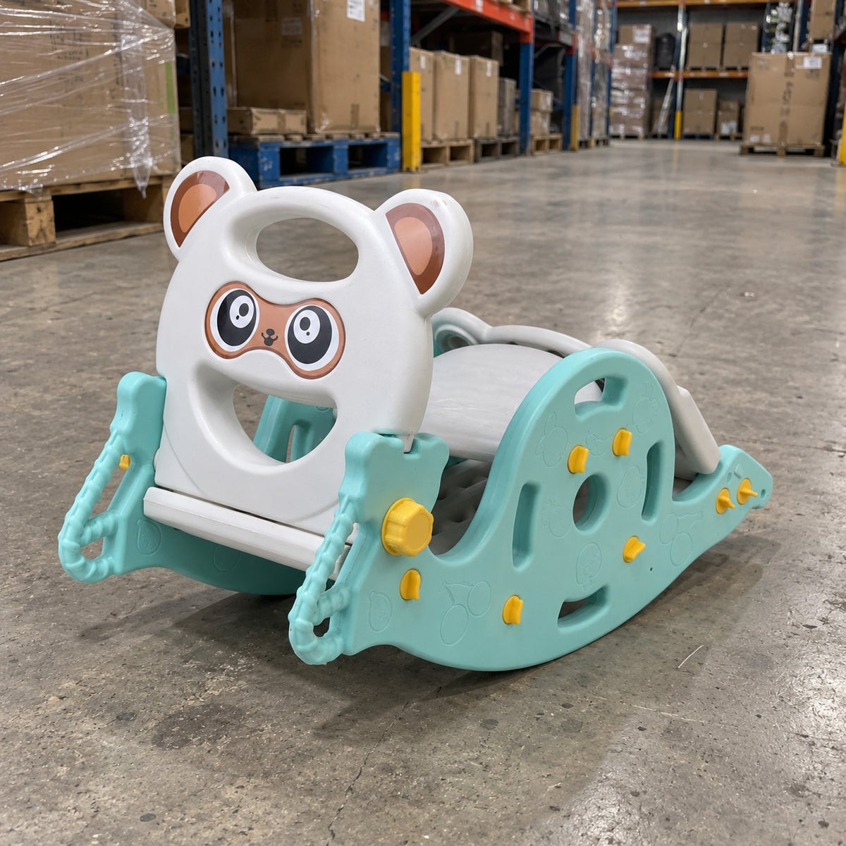3 in 1 Kids Slide and Rocking Toy Blue Panda - Brand New