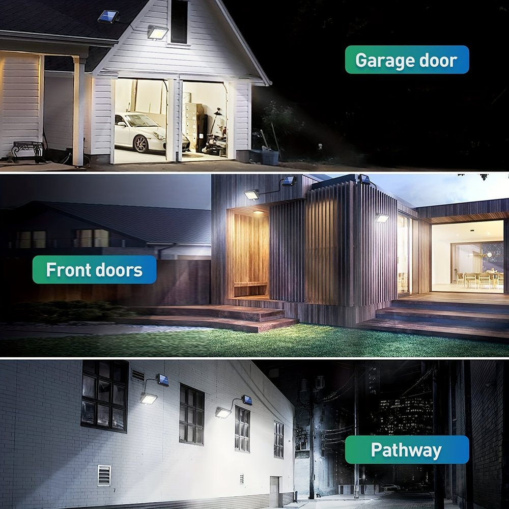 2 Pack 160 LED Solar Wall Lights with Separate Panel Motion Sensor - Brand New