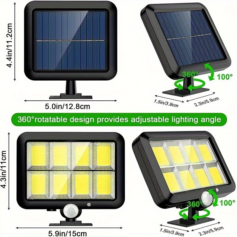 2 Pack 160 LED Solar Wall Lights with Separate Panel Motion Sensor - Brand New