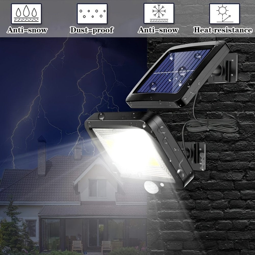 2 Pack 160 LED Solar Wall Lights with Separate Panel Motion Sensor - Brand New