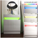 Bedside Tables Side Table Drawers RGB LED High Gloss Nightstand Storage Cabinet